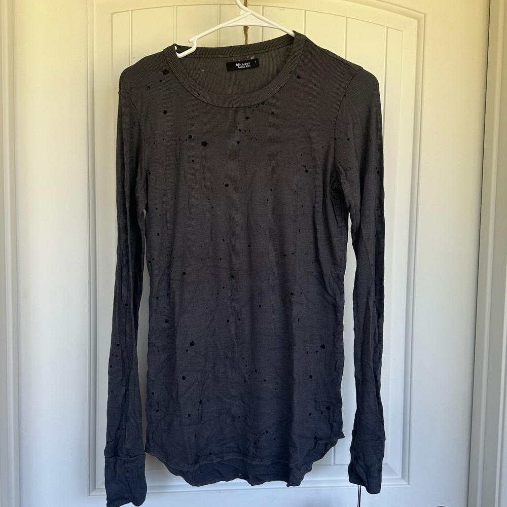 Michael Lauren Distressed long sleeve super soft tee-Size Large